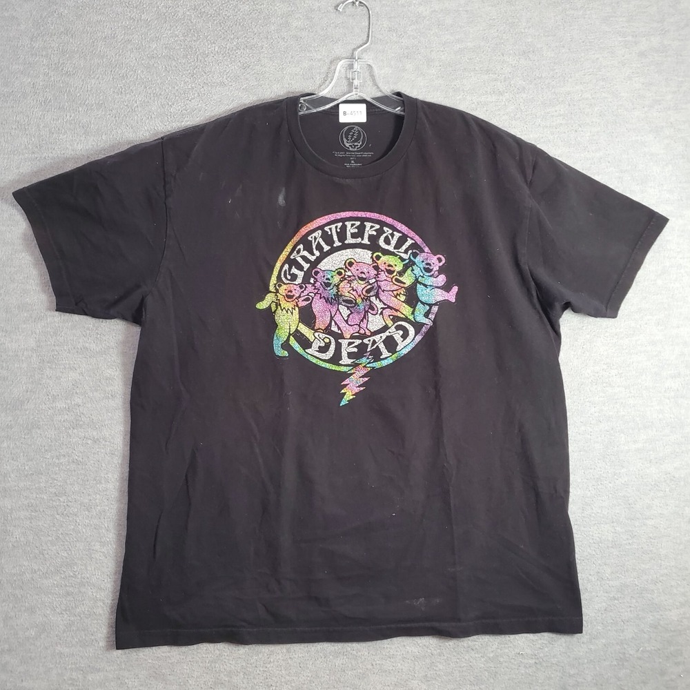 Grateful Dead Men Shirt XL Black Dancing Bears Logo Colorful Tee READ